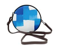 HGIUYDRD Multicolored Crossbody Bag - Leather Shoulder Bag with Detachable Strap for Any Occasion Blue and white squares