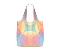 HGIUYDRD Overlap Circle Gradient Print Reusable Grocery Bags Foldable Shopping Bags for Groceries with Handles for Daily Use