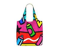 HGIUYDRD Pop Art Spray Can Print Reusable Grocery Bags Foldable Shopping Bags for Groceries with Handles for Daily Use