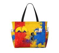 HGIUYDRD Red Graffiti Print Beach Bag, Large waterproofed tote bag With Zipper for Sand, Pool, Gym and Camping