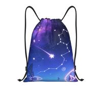 HGIUYDRD Starry Sky Chain Print Lightweight Drawstring Backpack Stylish Gym Bag and Beach Bag for Travel and Fitness
