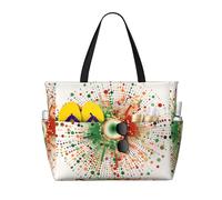 HGIUYDRD Umbrella shaped image Print Beach Bag, Large waterproofed tote bag With Zipper for Sand, Pool, Gym and Camping