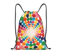 HGIUYDRD Vibrant Dot Mix Print Lightweight Drawstring Backpack Stylish Gym Bag and Beach Bag for Travel and Fitness