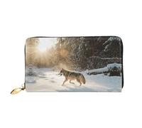 HGIUYDRD Wolf in the Snow Print Women's Wallet, Stylish Compact Small Wallets with Full-Print Two-Sided Design