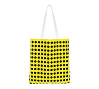 HGIUYDRD Yellow Black Dot Mix Print Canvas Handheld Shopping Tote Bag for Work, Shopping, Travel Large Capacity Tote Bag