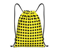 HGIUYDRD Yellow Black Dot Mix Print Lightweight Drawstring Backpack Stylish Gym Bag and Beach Bag for Travel and Fitness
