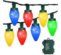 HGJ C7 60 LED Battery Operated Christmas Lights,Battery Powered Multicolor Waterproofing Bulbs,21.3 FT 8 Modes with Auto On/Off Time for Xmas Tree Garden Patio Indoor Outdoor Christmas Decorations