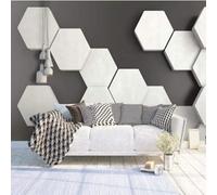 hgjdjhnf Abstract Three-Dimensional Space Geometry White Hexagon 3D Silkiness Home Dining Room Furniture Sofa Bedroom Living Room TV Background, 250cm x 175cm