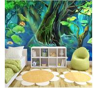 hgjdjhnf Green Tree Lotus Leaf Lotus 3D Silk Dining Room Study Living Room Bedroom Sofa TV Wall, 350cm x 256cm