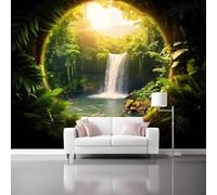 hgjdjhnf Jungle Waterfall Photo Wall Art Modern 3D Effect Natural Non-Woven Wall Art Decor for Living Room Bedroom Kids Room TV Background 300cm x 210cm