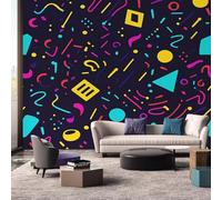 hgjdjhnf Memphis Photo Wallpaper Geometric 80s 90s Retro Pattern Living Room Bedroom Decoration Wall Wallpaper Wall Decoration Motif Wallpaper,250cmx175cm