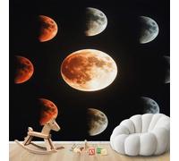 hgjdjhnf Moon Phases Bedroom Photo Wallpaper Celestial White Orange Wallpaper Living Room Pattern Galaxy Space Wall Decoration Children's Room,350cmx256cm