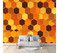 hgjdjhnf Photo Wallpaper 3D Effect Orange Geometric Hexagon Wallpaper Non-Woven Wallpaper Wall Bedroom Living Room Wall Wallpaper,250cmx175cm