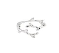 HGJH 925 Sterling Silver Ring,S925 Sterling Silver Antlers Ring Adjustable Rings Fashion Minimalistic Open Ring Silver Eternity Ring Wedding Charm Jewelry Gifts For Girls Ladies