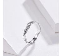 HGJH 925 Sterling Silver Ring,S925 Sterling Silver Feather Ring Adjustable Rings Engraving Open Ring Silver Thumb Ring Eternity Ring Wedding Charm Jewelry Gifts For Men Girls Ladies