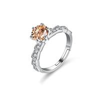 HGJH Adjustable Ring,925 Sterling Silver Women Round Zircon Champagne Adjustable Rings Bamboo Knots Birthstone Minimalist Adjustable Rings Energy Charm Wedding Jewelry Gifts For Men Ladies