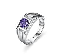 HGJH Adjustable Ring,Sterling Silver Rings 925 Zircon Purple Adjustable Rings Fashion Chunky Solid Ring Men'S Ring Dress Rings Engagement Ring Gifts For Men Men'S Ring Eternity Rings