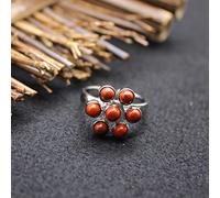 HGJH Adjustable Rings For Women, Natural Pointed Red Stone Ring 7 Chakras Flower Vintage Ring Adjustable Women'S Open Ring 7 Chakra Reiki Gemstone Rings Eternity Ring For Women Girl