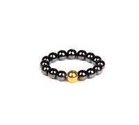 HGJH Adjustable Rings For Women, Natural Round Hematite Ring Beaded Elastic Rope Rotatable Ring Adjustable Women'S Open Ring 7 Chakra Reiki Gemstone Rings Eternity Ring For Women Girl Boy