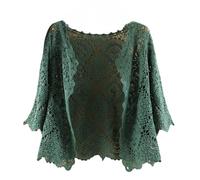 HGJH Cardigans For Women Uk,Ladies Lace Crochet Bolero Shrugs Cropped Tops Elegant Short Sleeve Cardigan Open Front Sheer Shrugs Tops Shoulder Jacket Cloak Evening Party Cover Up For Dresses,Green,L