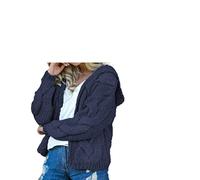 HGJH Cardigans For Women,Women'S Knit Sweater Short Cardigan Hooded Cable Knitting Lapels Kimono Chunky Navy Blue Fashion Cardigan Soft Elegant Autumn Lightweight Jacket For Casual Business,M
