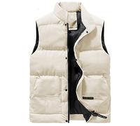 HGJH Gilet Jacket Mens，Men'S Stand Collar Vest Quilted Vest Jacket Outdoor Vest Cream Quilted Waistcoat Sleeveless Vest Men Jacket Windproof Zippers Bodywarmer For Men Teens,M