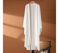 HGJH Ladies Cardigan,Ladies Long Cardigan Lightweight Sheer Bolero Shrugs Elegant Long Sleeve Cardigan Open Front Mesh Shrugs Tops Jacket Evening Beachwear Bikini Cover Up Shawl Blouse,White,S