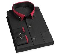 HGJH Mens Shirts,Mens Non Iron Stretch Shirt Long Sleeve Regular Fit Solid Shirts Casual Button Down Shirts Stylish Funky Fancy Shirt Business Shirts Party Hawaiian Shirts Dress Shirts,Black,Xl