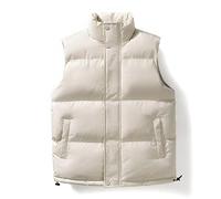 HGJH Mens Sleeveless Jacket，Men'S Stand Collar Vest Quilted Vest Jacket Outdoor Functional Vest Cream Waistcoat Sleeveless Vest Men Jacket Windproof Zippers Bodywarmer For Men Teens,M