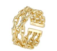 HGJH Rings Silver,Adjustable Rings For Women Chain 925 Sterling Silver Double Layer Openwork Eternity Rings Golden Plated Wedding Rings Promise Rings For Girls Ladies