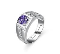 HGJH Rings Silver,Sterling Silver Rings 925 Colored Zircon Purple Adjustable Rings Simple Chunky Men'S Ring Punk Dress Rings Engagement Ring Gifts For Men Men'S Ring Eternity Rings