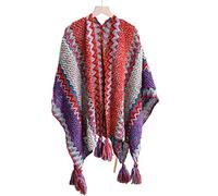 HGJH Scarfs For Women,Women'S Boho Ethnic Tibetan Tassel Scarf Shawl Wild Knitting Orange Purple Cloak Shawl Width Scarf Women Thick Trend Christmas Scarves For Women Warm Scarf