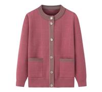 HGJH Senior Ladies Classic Lightweight Cardigan Jumper Middle-Aged And Elderly Knitted Cardigan Old Lady Casual Top Grandma Wear Coat Spring Autumn Mother Wear Warm Sweater,Pink,M