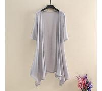 HGJH Shrugs For Women,Ladies Linen Long Cardigan Sheer Irregular Bolero Shrugs Soild Short Sleeve Cardigan Open Front Mesh Shrugs Tops Jacket Evening Beachwear Bikini Cover Up Shawl Blouse,Grey,L