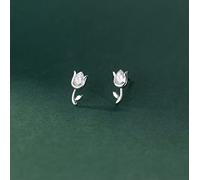 HGJH Silver Studs Earrings for Women, S925 Silver Earrings Glitter Zircon Tulip Ear Studs Fashion Crystal Stud Earrings Rhinestone Stud Earrings Charm Jewelry for Women Girlfriend Sisters