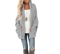 HGJH Women's Cardigans,Women's Chunky Knit Cardigan Open Front Shawl Collar Long Cardigan Long Sleeve Soft Cashmere Sweater Elegant Transition Jacket Kimono Cardigan Coat Outwear Autumn Winter,Grey,S