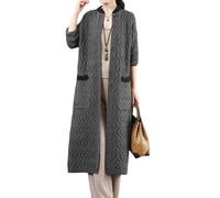 HGJH Women'S Long Cardigans,Elegant Oversized Button Open Front Coat Loose Cable Knit Cardigan Sweater Casual Transition Jacket Kimono Cardigan Coat Outwear Autumn Winter,Grey,L
