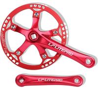 HGJHJJHK 170mm Folding Bicycle Crank Set 130 BCD Bike Square Taper Crankset 45/47/53/56/58T Single Speed Chainring Road Bicycle Crank Arm Set For 6/7/8/9/10 Speed,Red-170mm,47T