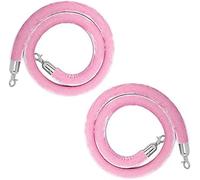 HGJHJJHK 2 Pack Velvet Ropes Pink, 60 90 100 150 200 300cm Stanchion Rope With Polished Silver Hooks, Crowd Control Ropes Barrier For Red Carpet Party Decorations,Pink,200cm/79in,Constructive23