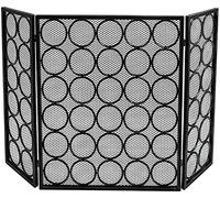 HGJHJJHK 3 Panel Fireplace Screen, Heavy DuWrought Iron Guard Folding Outdoor Metal Decor Mesh Cover Proof Fire Place Fence (Color : Black) (Black) (Black small gift