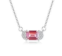 HGJHJJHK Accessories 925 Sterling Silver Necklace for Women Artificial Pink Colored Stone Trendy Minimalist Women's Pendant Necklaces Unique Dainty Korean