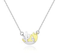 HGJHJJHK Accessories 925 Sterling Silver Necklace for Women Creative Cactus Trendy Minimalist Women's Pendant Necklaces Unique Dainty Korean