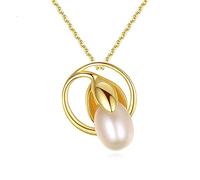 HGJHJJHK Accessories 925 Sterling Silver Necklace for Women Fresh Water Pearl Bud Trendy Minimalist Women's Pendant Necklaces Unique Dainty Korean,Purple