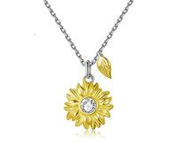 HGJHJJHK Accessories 925 Sterling Silver Necklace for Women Golden Sunflower Trendy Minimalist Women's Pendant Necklaces Unique Dainty Korean