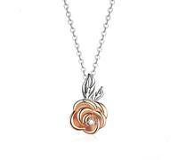 HGJHJJHK Accessories 925 Sterling Silver Necklace for Women Two Color Rose Trendy Minimalist Women's Pendant Necklaces Unique Dainty Korean