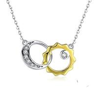 HGJHJJHK Accessories 925 Sterling Silver Necklace for Women Two Color Sun and Moon Trendy Minimalist Women's Pendant Necklaces Unique Dainty Korean