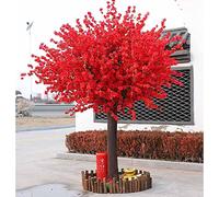 HGJHJJHK Artificial Cherry Blossom Trees Artificial Golden Colored Ginkgo Trees for Indoor Outdoor Decor Handmade Light Pink Flowers Tree Home Office Party Wedding red-6ft Decoration