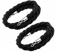 HGJHJJHK Black VIP Stanchion Rope 0.5/0.6/0.9/1/1.2/1.5/2/2.5/3m Long, Portable Crowd Control Ropes With Silver/Gold Hook, For Indoor & Outdoor Queue Partition,Silver Hooks,250cm/98in,Constructive23