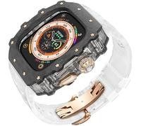HGJHJJHK Carbon Fiber Clear Watch Case Mod Kit，For Ultra 2 49mm，Luxury Watch Strap+Carbon Fiber Watch Case，For Iwatch Series 9/8/7/6/5/4/SE 45mm 44mm Accessories