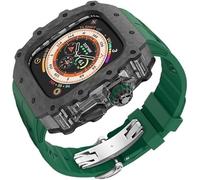 HGJHJJHK Carbon Fiber Clear Watch Case Mod Kit，For Ultra 2 49mm，Luxury Watch Strap+Carbon Fiber Watch Case，For Iwatch Series 9/8/7/6/5/4/SE 45mm 44mm Accessories